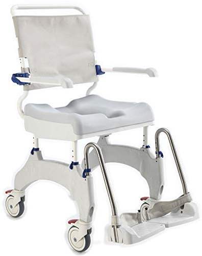 Invacare Aquatec Ocean Ergo Dusch- und Toilettenrollstuhl, Rollstuhl, Edelstahl, Standard, Schwerlast, weiß-grau