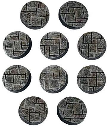 War World Gaming Fantasy Village Steinplatte Runde Miniatur Basen x 10 (25mm) - 28mm Fantasie Tabletop Spiele Gelände Modellbau Modell Figuren Malen Wargame Kriegspiel Stein Effekt Mittelalterlich