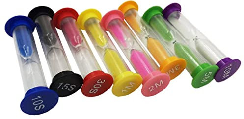 FutuHome 10/15/30 Sekunden & 1 + 2 + 3 + 5 + 10 Minuten Kunststoff Sanduhr Sanduhr Timer Set