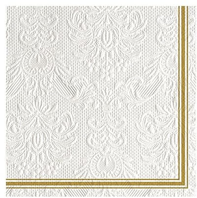 Elegance Lea Servietten mit geprägtem Motiv, 3-lagig, 33 cm, Weiß, 15 Stück