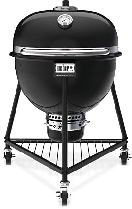 Weber Summit® Kamado E6 Charcoal Grill, Black – Dual‑Walled Insulated Steel Kamado with 24 Cooking Area, Porcelain‑Enameled Kettle & One‑Touch Cleaning System