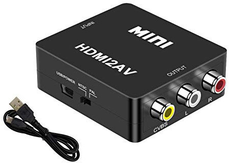 HDMI a RCA Compuesto AV CVBS Video Audio Convertidor Adaptador Soporte HDTV, 1080P Adaptador HDMI a RCA para PC/Xbox/PS4/PS3/TV/VHS/DVD/Blu Ray, HDMI a AV con Cable USB