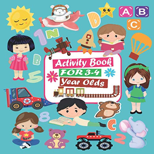 Activity Book For 3-4 Year Olds: Mazes, Spot The Difference, Math Puzzles,Tracing Numbers, Letters, and More