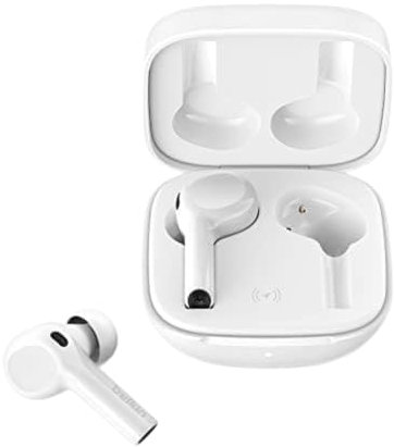 Belkin kabelloser Bluetooth-Kopfhörer mit kabellosem Ladecase, SOUNDFORM Freedom True Wireless, Schweiß- und Spritzwasserschutz der Schutzart IPX5, tiefer Bass, für iPhones und Android-Geräte – Weiß