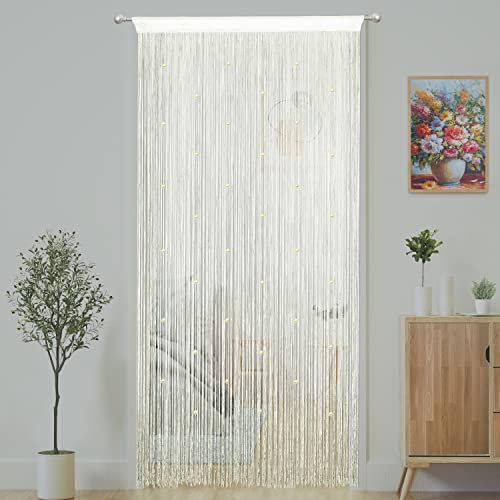 YaoYue Perlenvorhang, Fadenvorhänge für Türen, Quasten, Perlen, hängende Fransen, Hippie-Stil, für Fenster, Flur, Eingang, Wandschrank, Schlafzimmer, Privatsphäre, als Dekor, 99,1 x 279,4 cm (B x L),