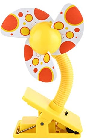 Supernic Soft Blade Fan Portable Safety Clip-on Free Standing Adjustable USB Mini Fans with Flexible Neck Desktop Fixed Fan for Buggy Baby Stroller Pram Stroller Cots (Yellow)