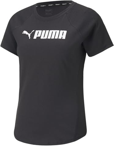 PUMA Damen Fit Logo Tee T-Shirt, Schwarz Weiß, L
