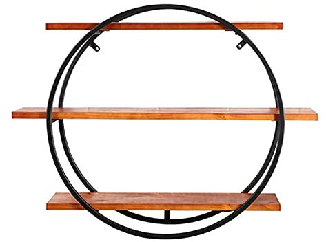 MERTNK Lagerregale Schwimmende Regale 3 (Ters Holz Lagergebiete Runde Eiserne Schwarze Rohrleichte Bookack Für Bar Industrieller Retro/Medium