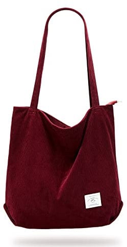KALIDI cord Tasche Damen Umhängetasche mit Reißverschluss,Groß Shopper Tasche Tote Bag Handtasche Schultertaschen für Arbeit Büro Reisen Einkaufen Schule und Alltag