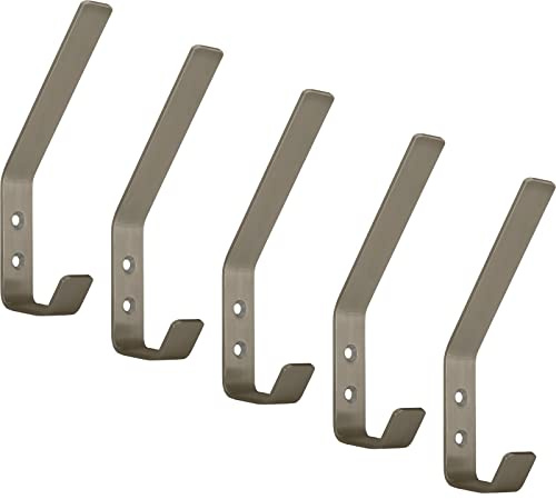 SOTECH 5 x Kleiderhaken Loxten 142 x 20 x 45 mm 3 mm Materialstärke | Garderobenhaken modern aus echt Edelstahl gebürstet Wandhaken Jackenhaken mit abgerundeten Kanten