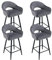 Wahson Samt Barhocker 4er Set 360°drehbar Barstuhl Bistrohocker mit Rückenlehne, gepolsterte Küchenhocker Thekenhocker mit Metallbeine für Hausbar/Kücheninsel, Grau