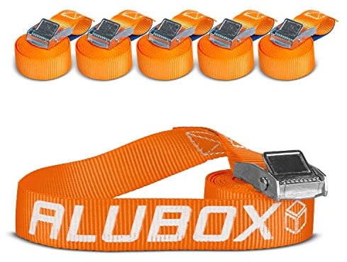 Alubox Spanngurt mit Klemmschloss 25mm breit orange Belastbarkeit 250kg Zurrgurt - Länge 2,5m - 6 Stück