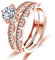 Bellitia Jewelry Anello Regolabile a Banda Fidanzamento per Donna Ragazza, Infiniti Anelli Fedi Nuziali Impilabili Argento 925 Placcato Oro Rosa con Zirconia Cubica