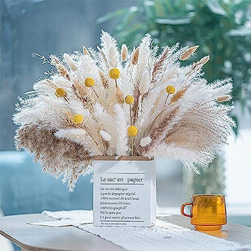 115 Flores Secas Naturales 40-44 cm para decoración de hogar Bohemio Ramos de Flores Secas Naturales Decoración, Hierba de Pampa Esponjosas para Decoracion Boho Fiestas Bodas