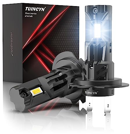 TUINCYN H7 LED Bombilla Coche y Moto, 80W 16000LM 6000K Blanco 600% Brillo 12V 1:1 Mini LED H7 Faro A Prueba De Fallos, Repuesto Para Lámparas Halógenas y De Xenón, Paquete De 2
