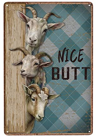 Alziva Goats Nice Butt Vintage Metall-Blechschild, Wanddekoration, Geschenke, Vintage-Poster, Retro-Aluminium-Metallschilder für Zuhause, Schlafzimmer, lustiges Blechschild für Garten, 20,3 x 30,5 cm