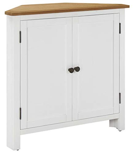 RAUGAJ Eckschrank 80x33,5x78 cm Eiche massiv, Artikelfarbe Eiche und Weiß