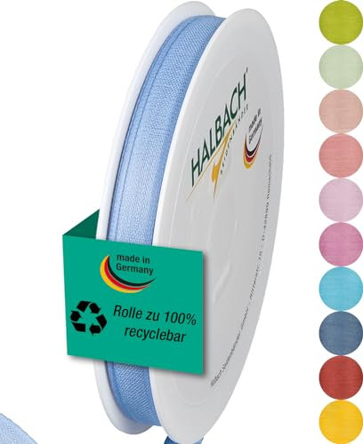 Halbach Seidenbänder Geschenkband | Breite 10mm Länge 25m | Schleifenband made in Germany | Geschenkbänder in Vielzahl von Farben und Breiten, perfekt zum Verpacken und Dekorieren, Farbe: himmelsblau