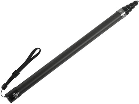 Cyrank Portable Mic Boom Pole Arm, 3m Telescopic 9 Section Microphone Boom Arm, Black Aluminum Alloy, Carbon Fiber, Modern and Sleek, For Live Events