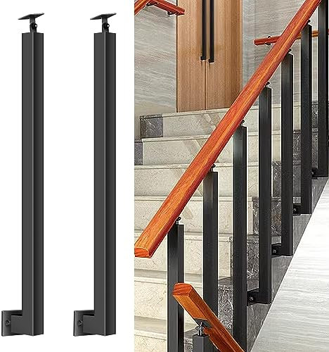 Quadratische Treppengeländerpfosten – Um 270° Verstellbare Metallgeländerspindeln Mit Flacher Halterungsbasis Und Schraubensätzen; Schwarze Eisenpfosten Eignen Sich Für Terrassen