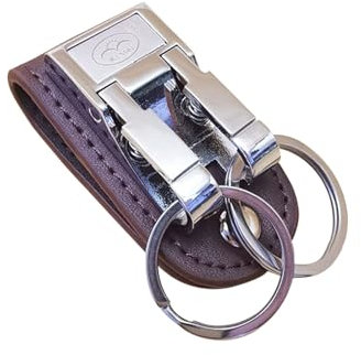 Robuster Gürtelclip-Schlüsselanhänger, robuster Gürtel-Schlüsselhalter, Leder, Gürtelclip für Schlüssel, Gürtelschlaufe, Schlüsselhalter mit abnehmbarem Schlüsselanhänger, Leder-Armband, braun, L