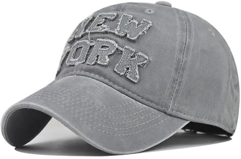 DOwrap Unisex Klassische Baumwolle New York Dicke Linie Stickerei Baseball Cap Sport Cap Herren Baseball Cap Dad Cap, grau, 58