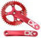 YLME Fahrrad Kurbelgarnitur, 104 Bcd Aluminiumlegierung Mountainbike Vierkant Kurbelgarnitur, 170 Mm Schmale Breite Einzelscheibe,Rot,42T