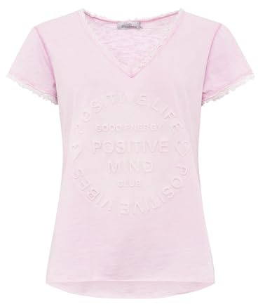 Zwillingsherz Shirt Positiv für Damen Frauen Mädchen - Hochwertiges 100% Baumwolle Oberteil kuschelig weich Sommer Kurzarm Hemd Tail Top V Ausschnitt Fransen Ärmel