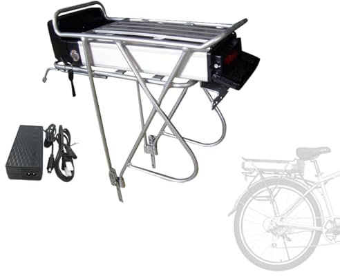 WILLQ 36V 48V Luggage Rack Battery 10AH 12AH 15AH 18AH 20AH 25AH 30AH Lithium ion Battery Rear Rack Battery with Charger for 1200W 750W 250W Motor Kits/Rack Optional,with rack,36V30AH