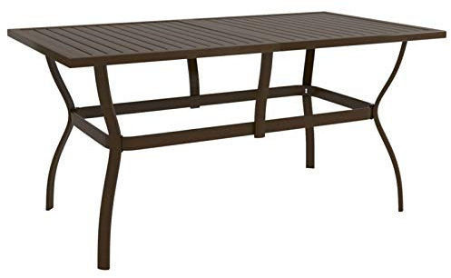 Gecheer Gartentisch, Garten Esstisch, Terrassentisch, Partytisch, Balkontisch, Braun 140x80x72 cm Stahl