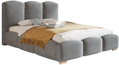 Emporius Polsterbett 140x200 Roma - Doppelbett mit Bettkasten, Bett 140x200, Hersteller Möbel - Velvet (Grau - Jasmine 90)