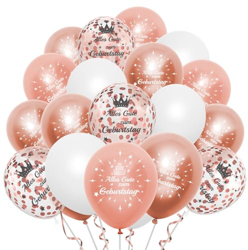 Luftballons Geburtstag Rosegold Ballons Geburtstag 20 Stück 12 Zoll Happy Birthday Ballon Helium Ballons Geburtstagsdeko Mädchen Frauen Happy Birthday Deko