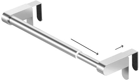 VEHHE Over Door Towel Rail, Kitchen Towel Holders Extendable(22.5cm-38.5cm), Stainless Steel Towel Rail with Adjustable Hook, Hand Towel Holders for Kitchen Cupboard Bathroom Cabinet(Silver)