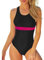 Runmeihe Costume da Bagno Donna, Costumi da Bagno Donna Intero Modellante con Coppe in Schiuma Rimovibili (IT, Numero, 48, 50, Regular, Regular, BlackRed)