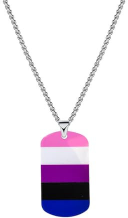 HIJONES Regenbogen LGBT Pride Square Tag Halskette für Frauen Männer Stapelbare Regenbogen Kette Schmuck Genderfluid
