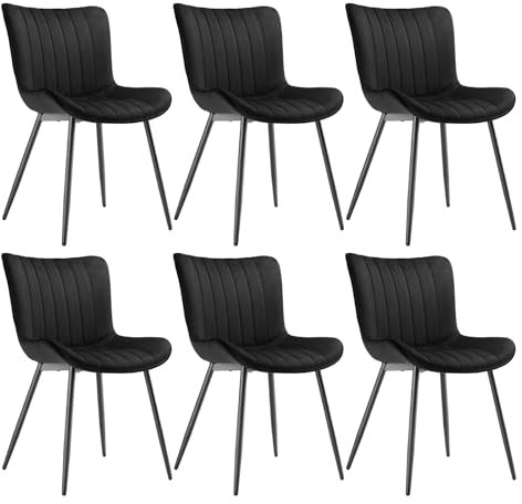 Goeurvant Esszimmerstühle Schwarz 6er Set Küchenstuhl Polsterstuhl Stühle Esszimmer aus Samt Wohnzimmerstuhl für Esszimmer Wohnzimmer