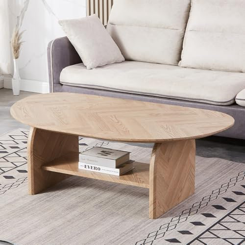 Home Deluxe - Couchtisch Liara - Farbe: Fishbone Oak, Größe: 120 x 70 cm, MDF Platte, bereits fertig montiert I Wohnzimmertisch Beistelltisch Sofatisch