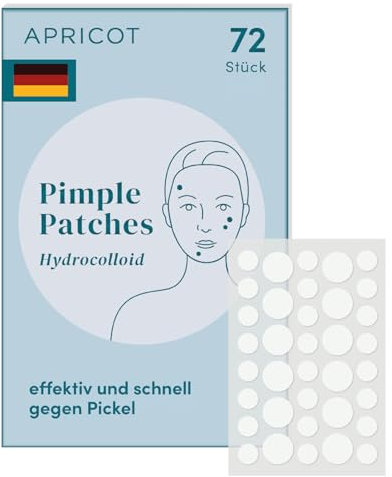 Apricot Pickel Patch, Unsichtbare Pimple Patches, Hydrokolloid Pflaster, Acne Patches trocknen Pickel aus, Soforthilfe gegen Pickel und Mitesser 72 St. in 2 Größen (8mm, 12mm)