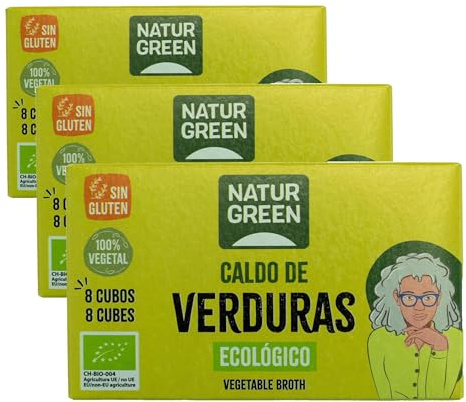 NaturGreen Cubitos Caldo Verduras, 8 cubos (Bio) (Paquete de 3)