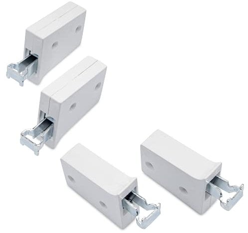 KLAMA 2x Schrankaufhänger, Höhenverstellbar, Kunststoff/Metall, Weiß (Zum Anschrauben)