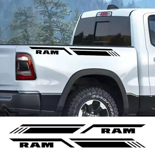 NonWoohdf Aufkleber für die Ladefläche von Pickups, Autostreifen-Dekor, Vinyl-Abdeckung für LKW, passend für Dodge RAM 1500 2500 3500 Rebel TRX-Zubehör