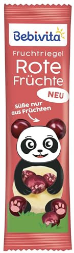 Bebivita Fruchtriegel Rote Früchte (20 x 25g), Süße nur aus Früchten, der ideale Snack für zwischendurch & unterwegs, perfekt für die Brotzeitbox