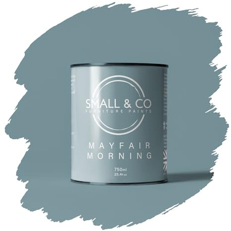 Small & Co Furniture Paint – Mayfair Morning (dusty teal-blue—refined and versatile) | Premium Water-Based Matte Acrylic for Cabinets & Wood | Strong Adhesion, Low Odour, Quick Dry | 750ml