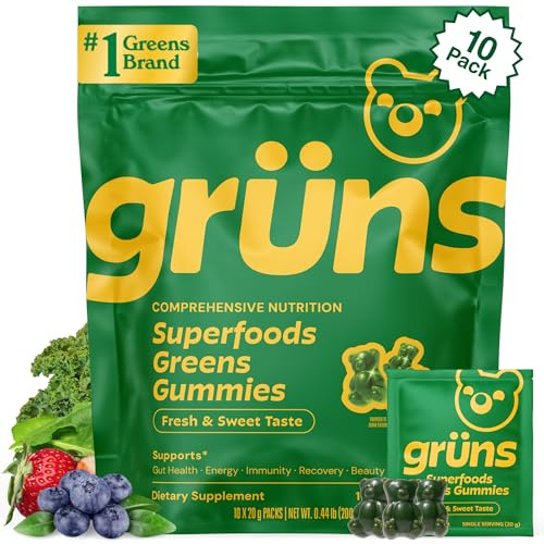 Adult Greens Gummies & Daily Multivitamin, Prebiotic Fiber, 10 ct