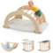 LEADZM 5-in-1 Kletterbogen für Kinder, Schaukelstuhl mit Kissen und Sensoriktisch, Montessori-Kletterspielzeug mit faltbarem Ablagebecken und Tafel, Motorik-Spielzentrum für Babys