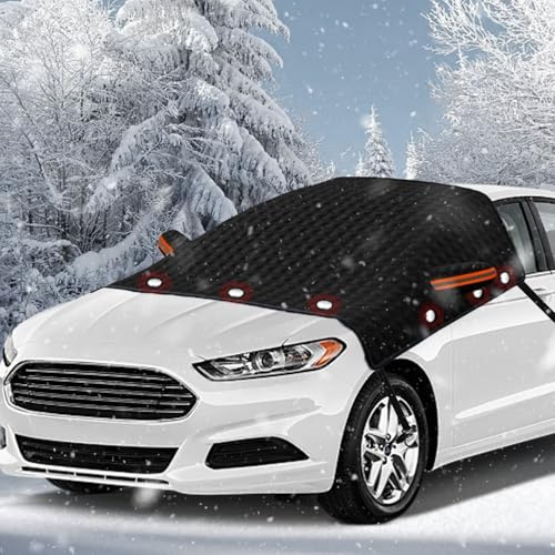 Autoabdeckung Winter Magnet 144*125cm,Windschutzscheibenabdeckung Faltbar mit 9 Magnet Fixierung,Schnee EIS Frost Staub Wasserbeständig UV für Sommer Winter,Autoabdeckung Winter für 99% Auto und SUV