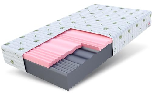 FDM Matratze 160x200 cm Härtegrad H3 H4 Höhe 18 cm Kaltschaummatratze HR-Schaum Visco-Schaum 7 Komfortzonen mit Hypoallergenem Waschbarem Aloe Vera Bezug Oeko-Tex Lunera Max