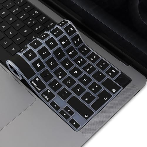 MasiBloom Tastaturabdeckung für MacBook Pro 14/16 Zoll M1-M5 2021-2026 | Neo 13 A18 & Air 13,6/15 M2-M5, QWERTZ, Silikon, Wasserdicht, Staubdicht, Anti-Kratzer, Laptop Schutz Zubehör