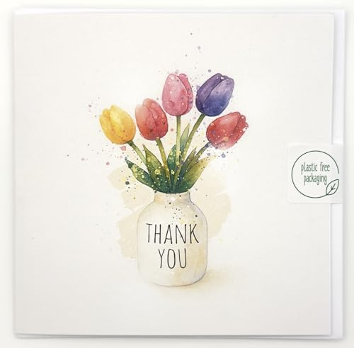 Thank You Card Floral for Friends and Family Blank Inside Envelope Included Unique and Luxury Design
