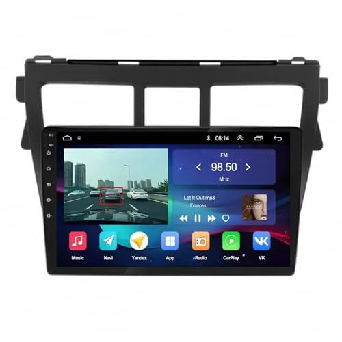 Autoradio Radio Macchina per Toyota Vios Yaris 2007-2012 Android 15 9 Inches Bluetooth Schermo Macchina Fm Am Bluetooth Usb Per, 4 Core 2G+32G